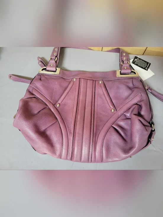 B. Makowsky Purple Naked Leather Shoulder Bag - Picture 15 of 15